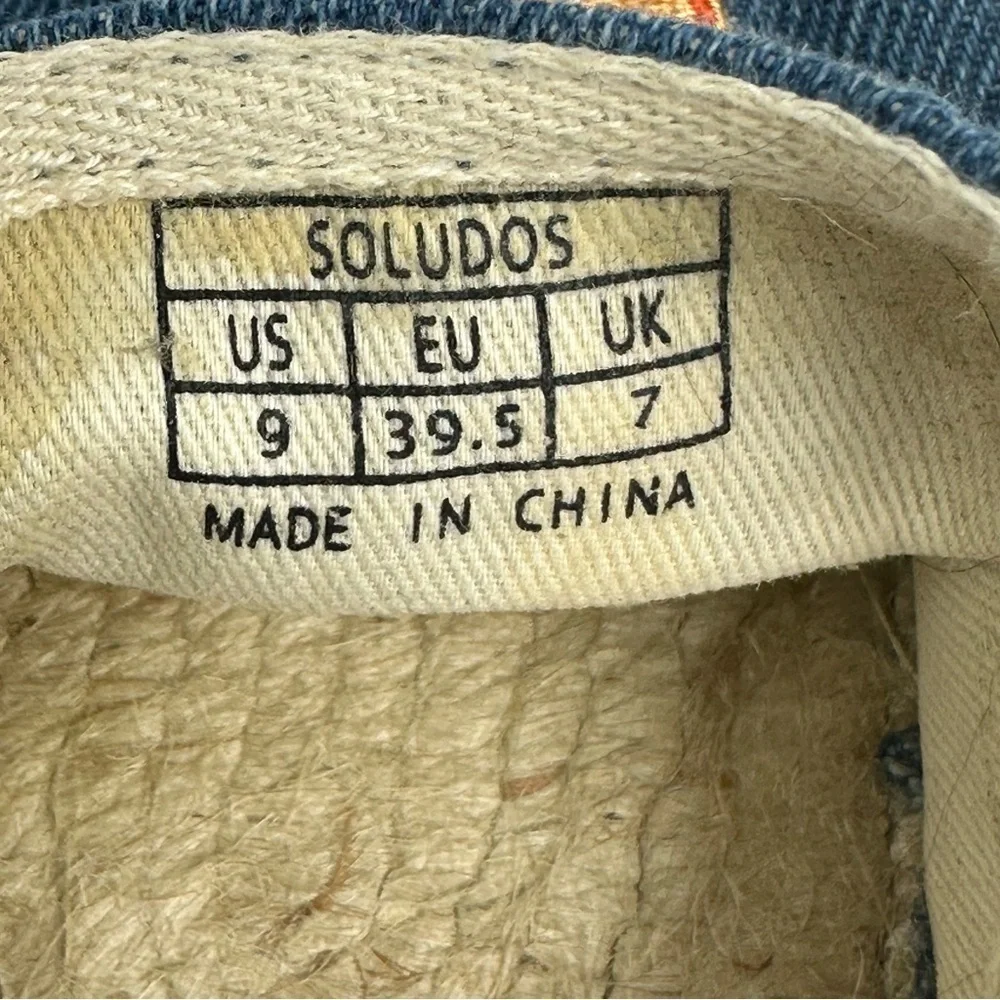Soludos Popsicle Espadrille 9 Blue Denim Canvas Slip‎ On Womens Shoes